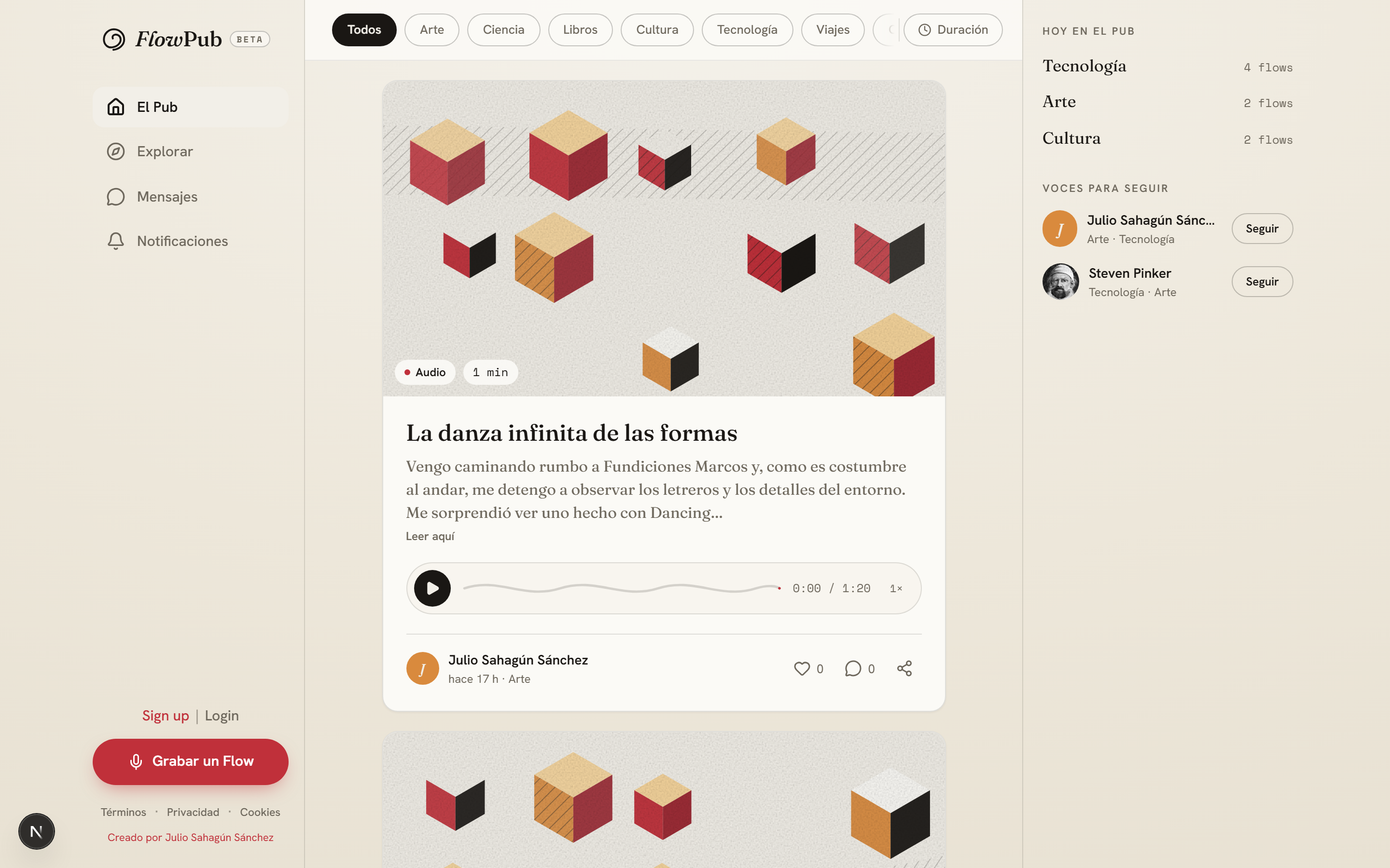 El Pub de FlowPub en escritorio
